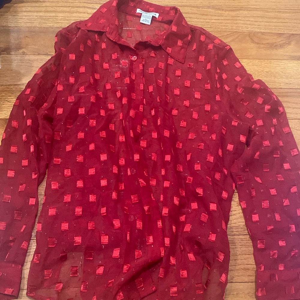 large longsleeve red sparkling womens top Notations brand